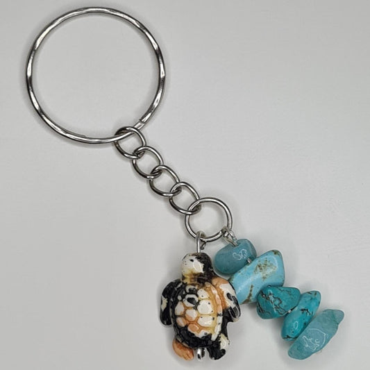Handmade turtle crystal beaded keyring/bag charm
