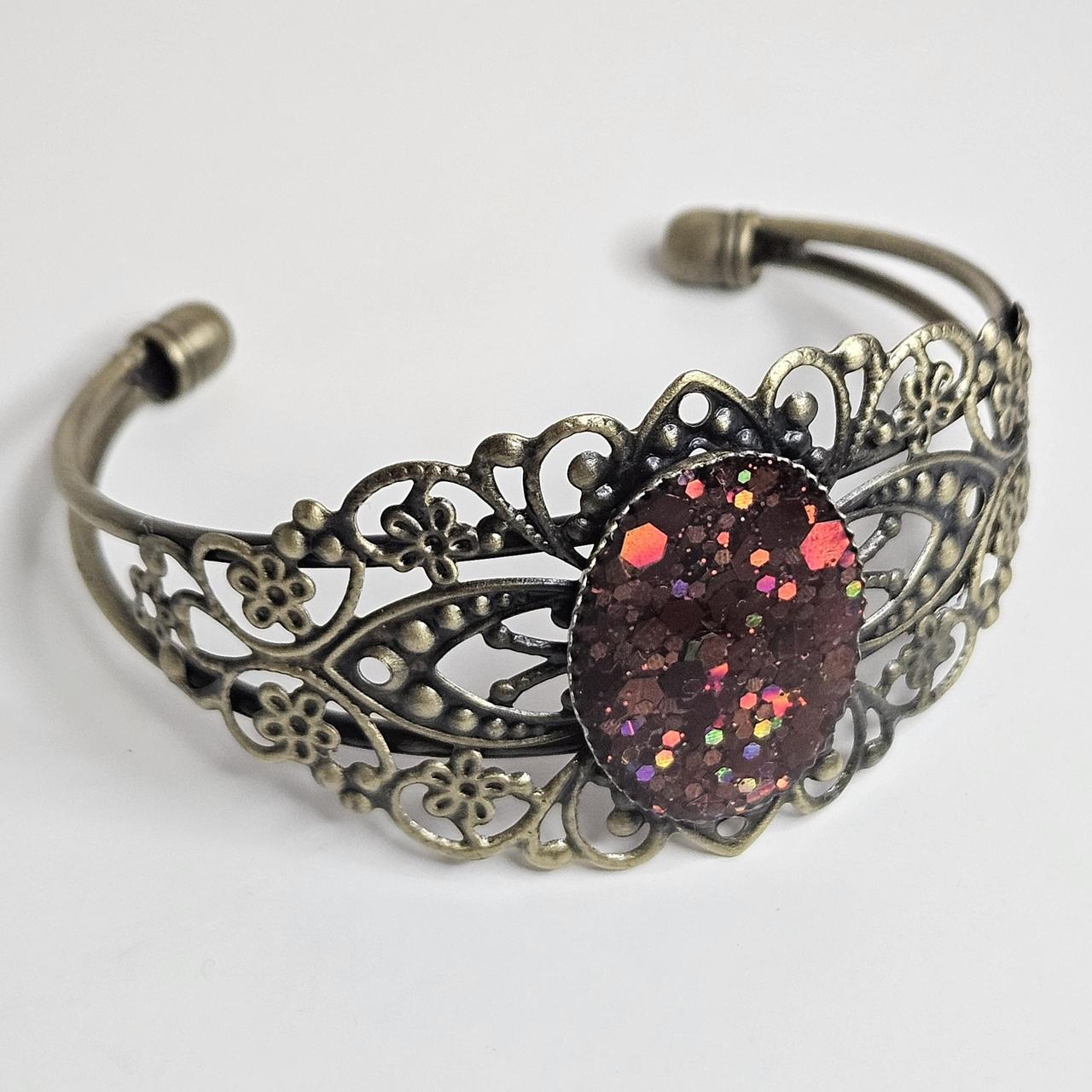 adjustable glittery brass bracelet