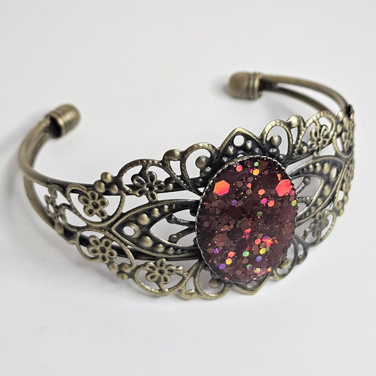 adjustable glittery brass bracelet