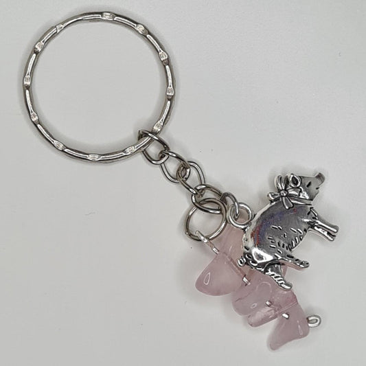 Handmade piggy crystal beaded keyring/bag charm