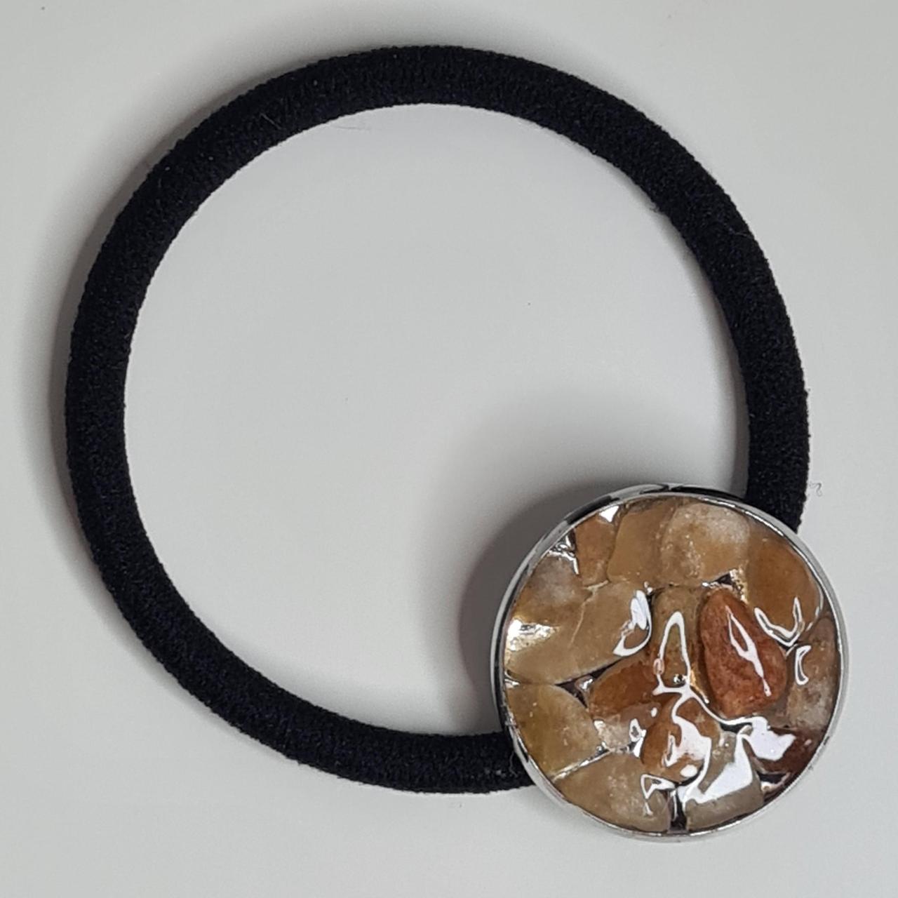 handmade elastic hairband with crushed stones