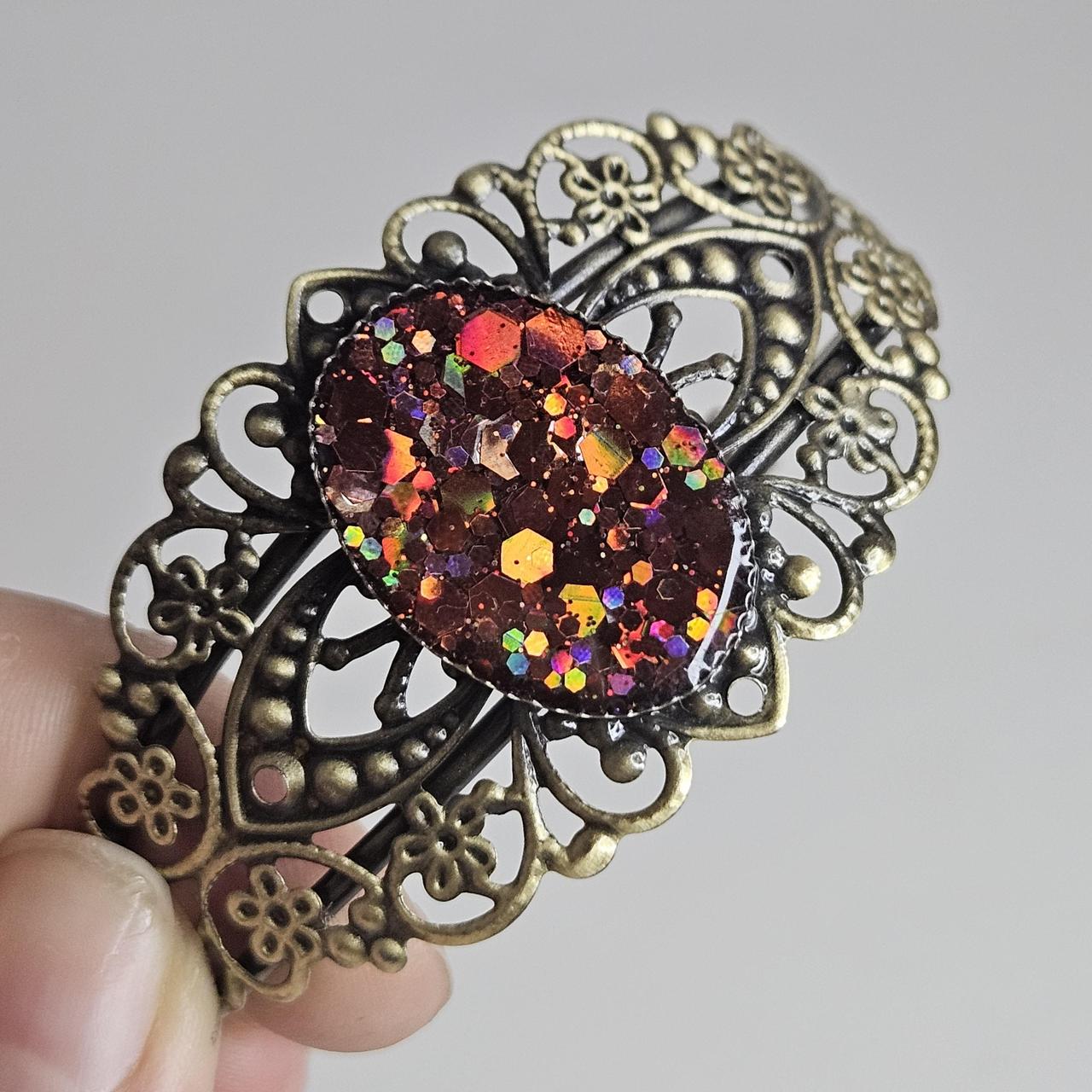 adjustable glittery brass bracelet