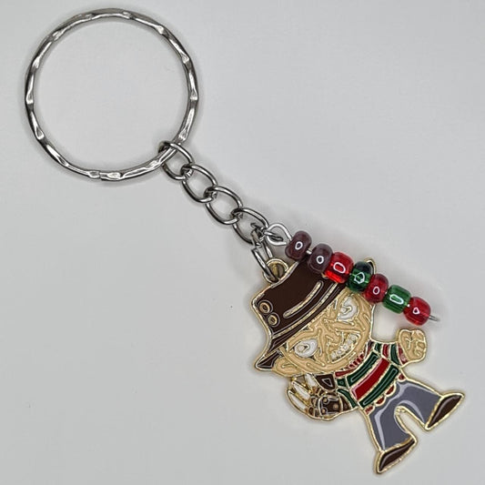 Handmade Freddie Krueger beaded keyring/bag charm