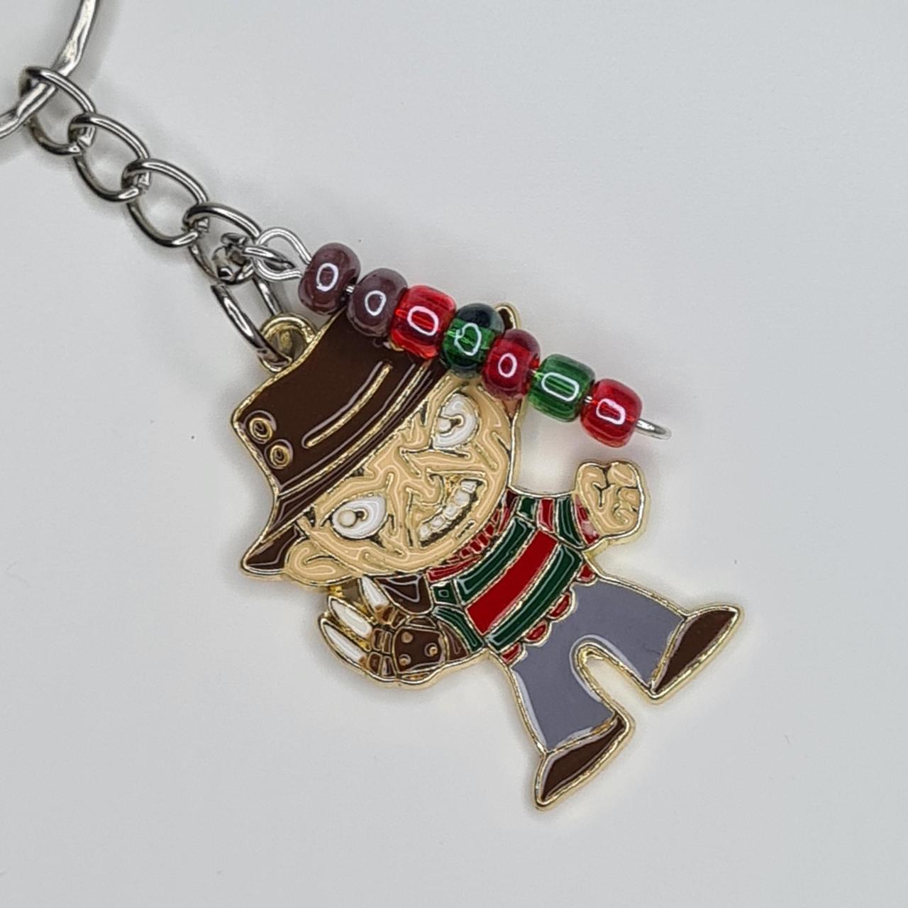 Handmade Freddie Krueger beaded keyring/bag charm