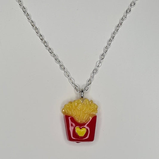 Handmade fries heart charm chain necklace