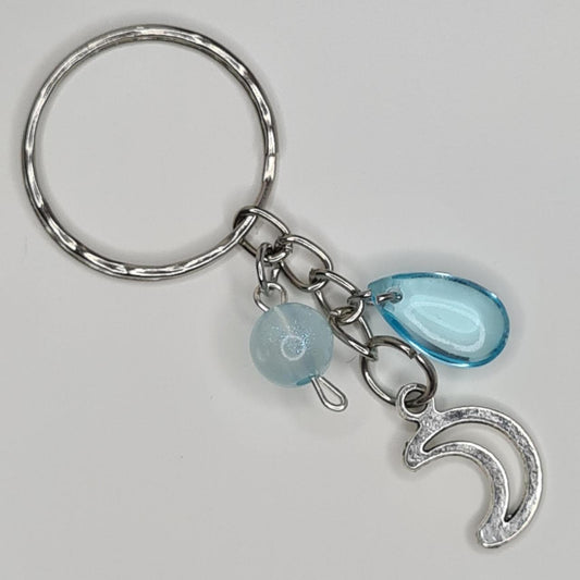 Handmade moon crystal beaded keyring/bag charm