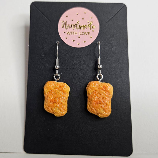 handmade chicken nugget novelty hook earrings