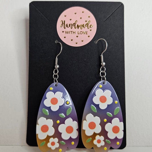 handmade ombre floral acrylic flatback hook earrings