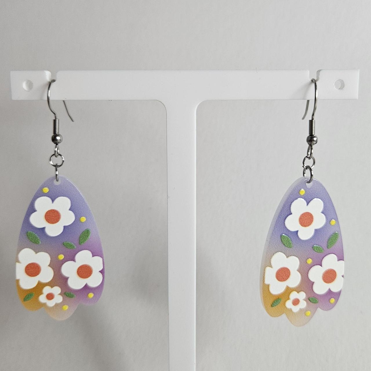 handmade ombre floral acrylic flatback hook earrings