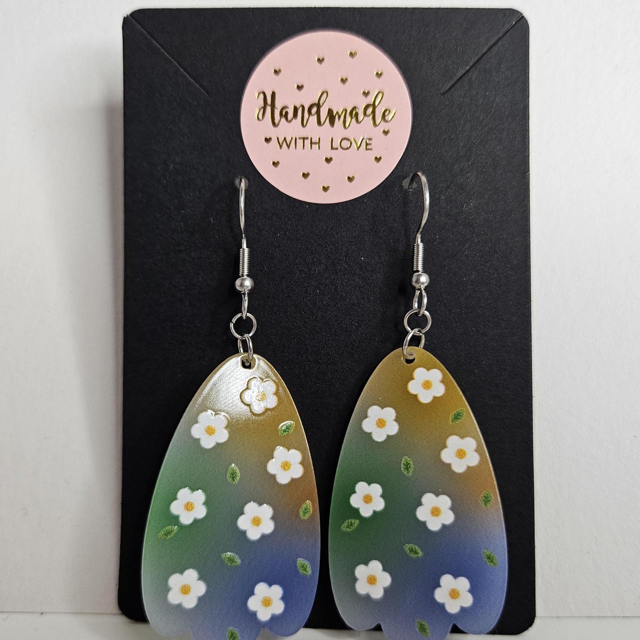 handmade ombre floral acrylic flatback hook earrings