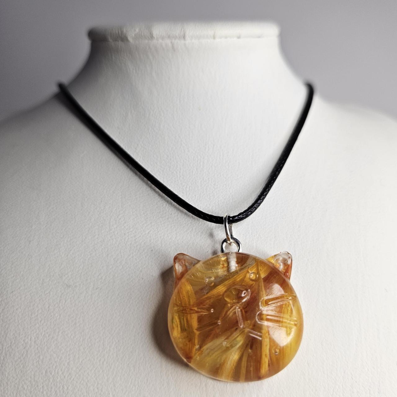 handmade kitty cord necklace with REAL flowers